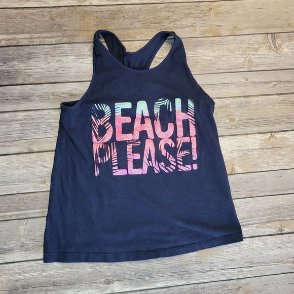 1989 Place Beach Please Blue Racer Back Tank Top Girls Size M 7/8 867 - Picture 1 of 4